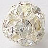 Ball Rhinestone Spacer, Brass, Round, plated, with rhinestone 6mm Approx 1.5mm 
