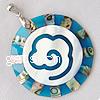 Zinc Alloy Shell Pendants, Mosaic Shell, with Zinc Alloy, Flat Round, platinum color plated Approx 4mm 