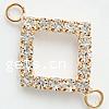 Rhinestone Brass Connector, Rhombus, rose gold color plated, with Mideast rhinestone & 1/1 loop, clear Approx 2mm 
