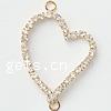 Rhinestone Brass Connector, Heart, rose gold color plated, with Mideast rhinestone & 1/1 loop, clear Approx 2mm 