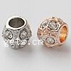 Rhinestone Zinc Alloy European Beads, Drum, plated, without troll & with rhinestone nickel, lead & cadmium free Approx 5.5mm 