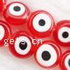 Böser Blick Lampwork Perlen, flache Runde, einzelseitig, rot, 10mm, Länge:13.5-14 ZollInch, 40PCs/Strang, verkauft von Strang