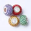 Rhinestone European Beads, with 925 Sterling Silver, Rondelle, with Czech rhinestone Approx 4.5mm 