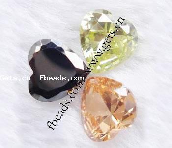 Cubic Zirconia Cabochons, Heart, more sizes for choice, mixed colors, Sold By PC