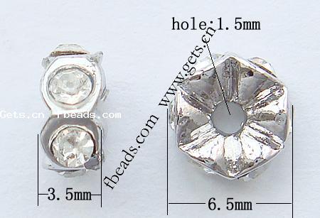 Puente de diamante de imitación Spacer, diamantes de imitación, con aleación de zinc, Redondo aplanado, chapado, con diamantes de imitación de Mideast, más colores para la opción, libre de níquel, 6.5x3.5mm, agujero:aproximado 1.5mm, Vendido por UD