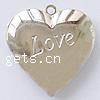 Brass Locket Pendants, Heart, word love, plated, with letter pattern Approx 2mm, Inner Approx 