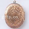 Brass Locket Pendants, Flat Oval, plated, with heart pattern Approx 2.5mm, Inner Approx 