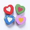Dyed Wood Beads, Heart, large hole, mixed colors Approx 3mm 