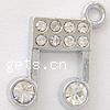 Musical Instrument Shaped Zinc Alloy Pendants, Music Note, with rhinestone, cadmium free Approx 2mm 