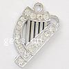 Musical Instrument Shaped Zinc Alloy Pendants, with rhinestone, cadmium free Approx 2mm 