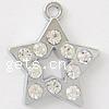 Zinc Alloy Star Pendant, plated, with rhinestone Approx 2.5mm 