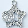 Zinc Alloy Star Pendant, plated, with rhinestone Approx 3mm 