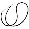 Cowhide Necklace Cord, brass lobster clasp, with 1.5lnch extender chain, platinum color plated, black, 2mm Approx 17 Inch 