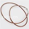 Cowhide Necklace Cord, zinc alloy lobster clasp, platinum color plated, brown, nickel, lead & cadmium free, 2mm Approx 18 Inch 