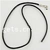 Cowhide Necklace Cord, brass lobster clasp, platinum color plated, black, 3mm Approx 17.4 Inch 