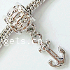 Zinc Alloy European Pendants, Anchor, plated, nautical pattern & without troll Approx 4.2mm 