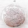 Brass Locket Pendants, Flat Round, plated, with flower pattern Approx 2.5mm 