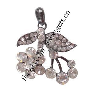 Zinc Alloy Flower Pendants, with rhinestone, more colors for choice, cadmium free, 35x31x6mm, Sold By PC