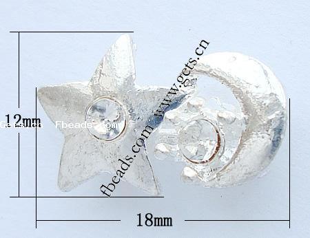 Conectador de aleación de metal con diamantes de imitación, chapado, con diamantes de imitación de Mideast, más colores para la opción, 18x12x6mm, agujero:aproximado 1mm, Vendido por UD