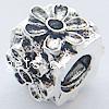 Zinc Alloy European Beads, Tube, plated, with flower pattern & without troll Approx 4mm 
