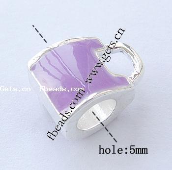 Enamel Zinc Alloy European Beads, Cup, plated, without troll & large hole, more colors for choice, 13x9x9mm, Hole:Approx 5mm, Sold By PC