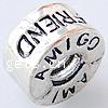 Zinc Alloy Message European Beads, Tube, word friend, plated, with letter pattern & without troll Approx 4mm 