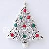 Pendentifs de Noël en alliage de zinc, arbre de noël, Placage, avec strass, plus de couleurs à choisir, protéger l'environnement, sans nickel, plomb et cadmium Vendu par PC