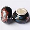 Brass Core European Porcelain Beads, with Brass, Rondelle, without troll & decal, black Approx 5mm 