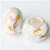 Brass Core European Porcelain Beads, with Brass, Rondelle, without troll & decal, white Approx 5mm 