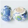 Brass Core European Porcelain Beads, with Brass, Rondelle, without troll & decal, blue Approx 5mm 