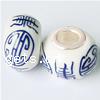 Brass Core European Porcelain Beads, with Brass, Rondelle, printing, without troll, white Approx 5mm 