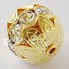 Ball Rhinestone Spacer, Brass, Round, plated, with rhinestone & hollow 10mm Approx 1.5mm 