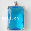 Cubic Zirconia Brass Pendants, Rectangle, faceted Approx 4mm 