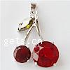 Cubic Zirconia Brass Pendants, Cherry, handmade faceted, red Approx 4mm 