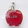 Cubic Zirconia Brass Pendants, Apple, platinum plated, with cubic zirconia & faceted, bright red Approx 4.5mm 