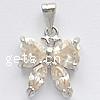 Cubic Zirconia Brass Pendants, Butterfly, faceted Approx 5mm 