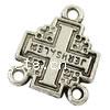 Zinc Alloy Charm Connector, Cross, plated, 1/2 loop nickel free Approx 1mm 