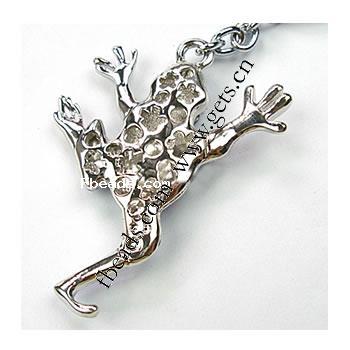 Zinc Alloy Animal Pendants, Frog, plated, with rhinestone, more colors for choice, 63x46x9mm, Sold By PC