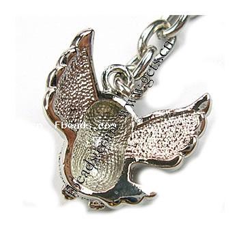 Zinc Alloy Animal Pendants, Bird, plated, with rhinestone, more colors for choice, 22x19x10mm, Sold By PC