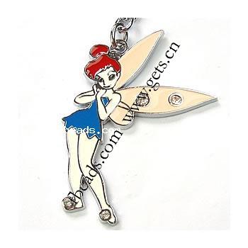 Character Shaped Zinc Alloy Pendants, Angel, plated, enamel & with rhinestone, more colors for choice, 58x43x2mm, Sold By PC