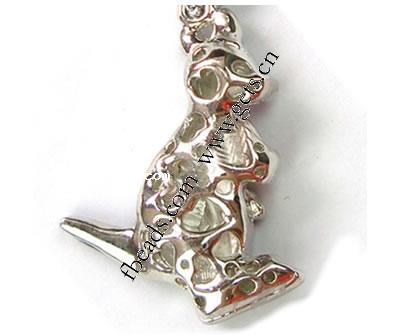 Zinc Alloy Animal Pendants, Kangaroo, plated, enamel & with rhinestone, more colors for choice, 45x34x10mm, Sold By PC
