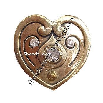 Rhinestone Zinc Alloy Beads, Heart, plated, more colors for choice, 22x21x9mm, Sold By PC