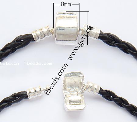 PU Leather European Bracelet Chain, brass European clasp, plated, more colors for choice, 4mm,8x11mm, Length:8.5 Inch, Sold By Strand