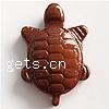 Tierische Porzellan Perlen, Schildkröter, Handzeichnung, Kaffeefarbe, 40x26x9mm, Bohrung:ca. 2mm, verkauft von PC