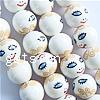Brushwork Porcelain Beads, Round, hand drawing, white, 14mm Approx 2mm 