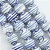 Blue and White Porcelain Beads, Round, hand drawing, 10mm Approx 2mm 
