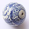 Perles en céramique bleu et blanc 
, porcelaine, Rond, dessiné à la main, 26mm Environ 2.5mm, Vendu par PC