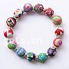 Polymer Clay Bracelets, with rhinestone brass spacer, Round multi-colored .5 Inch 