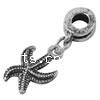 Zinc Alloy European Pendants, Starfish, plated, with troll Approx 4mm 