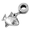 Zinc Alloy European Pendants, Fish, plated, with troll Approx 4mm 